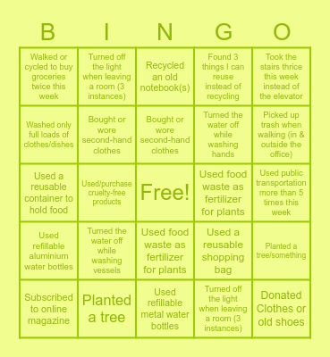 World Environment Day Bingo! Bingo Card