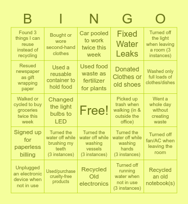 World Environment Day Bingo! Bingo Card