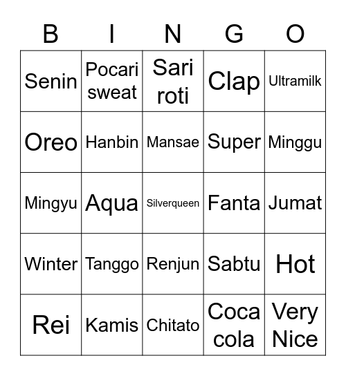 Kim Hanbin Bingo Card