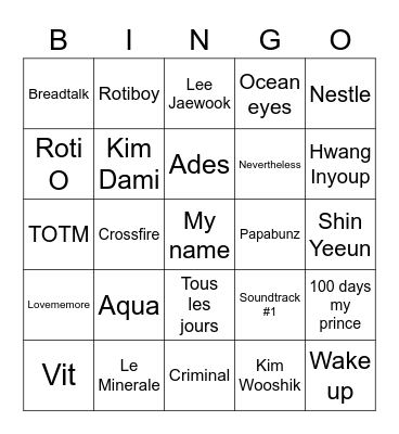 Minghao Bingo Card
