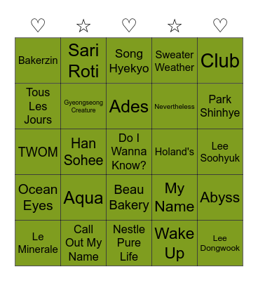 🍏 Bingo Card