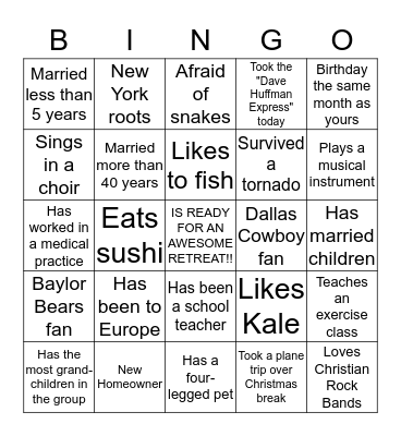 FM-FBC Ladies Retreat Bingo Card