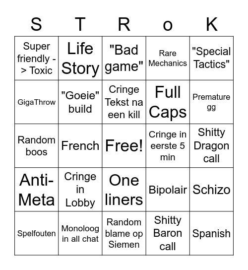 Stroke queue Bingo Card