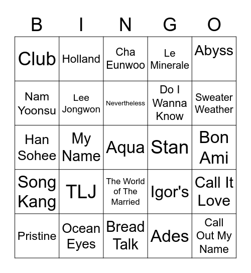 Bingo Hyunsuk Bingo Card