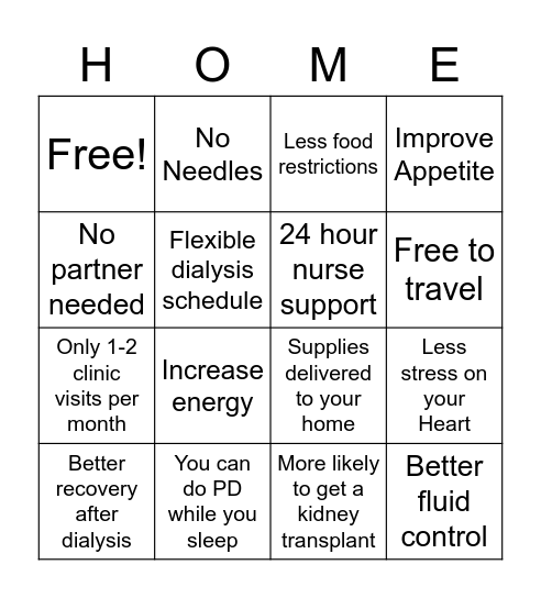 Home Therapies Bingo Card