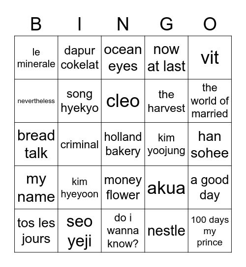 gw's bingo Card