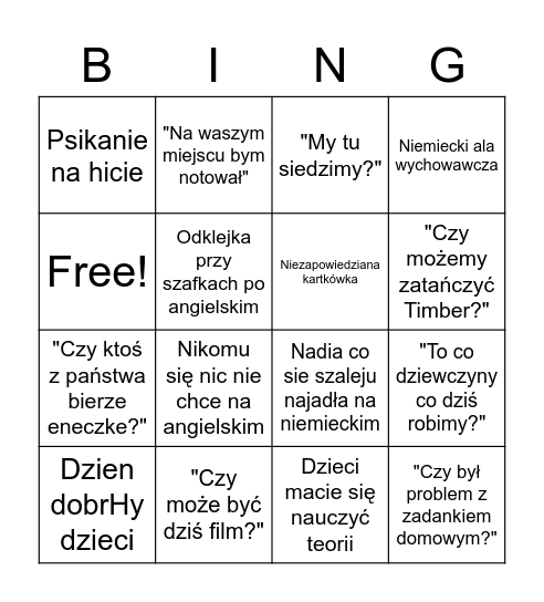 Środa w vlo Bingo Card