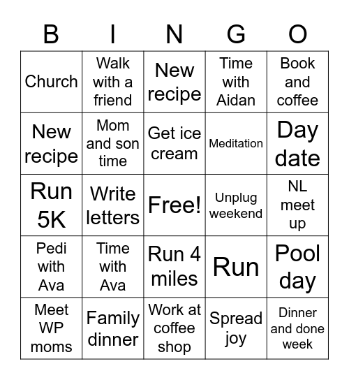 June Bingo Card