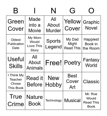 Library Scavenger Hunt Bingo Card