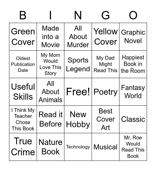 Library Scavenger Hunt Bingo Card