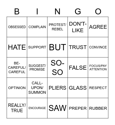 ASL 1: EXPRESSING YOURSELF AND TOOLS VOCABULARY SIGNS Bingo Card