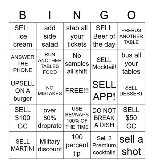 SERVER BINGO Card