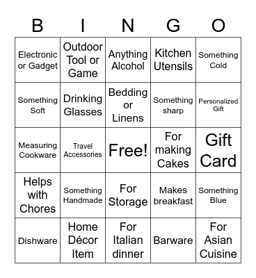K+M Bridal Bingo Card