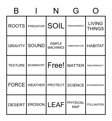 3-2-WONDER SCIENCE BINGO Card