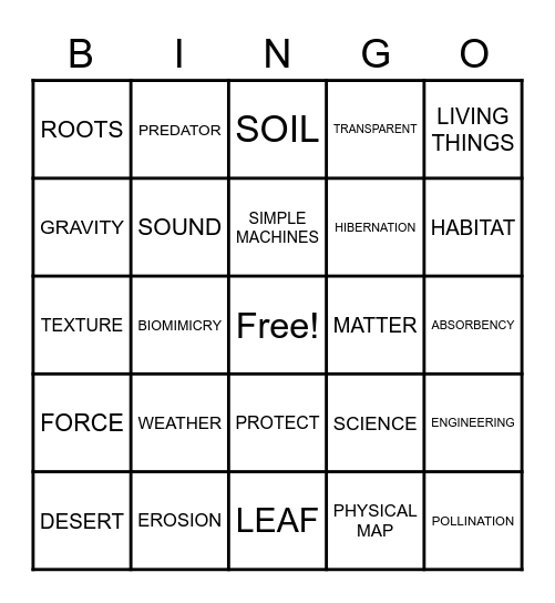 3-2-WONDER SCIENCE BINGO Card