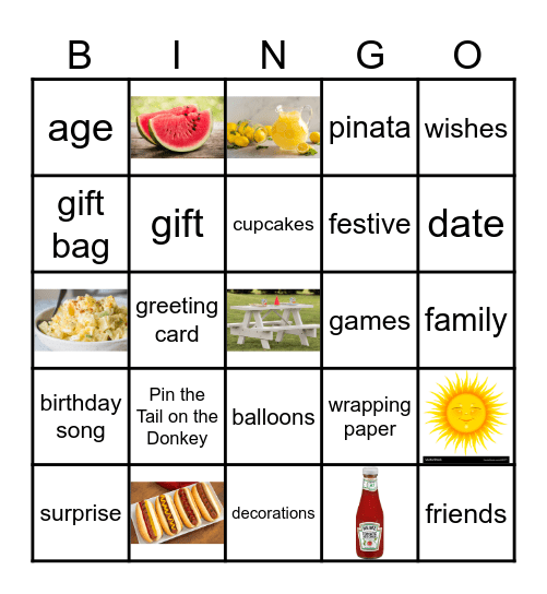 Birthday Picnic Bingo Card