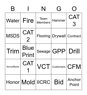 ServiceMaster & Anchor Point Bingo Card