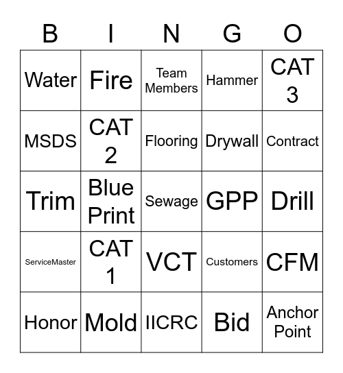 ServiceMaster & Anchor Point Bingo Card