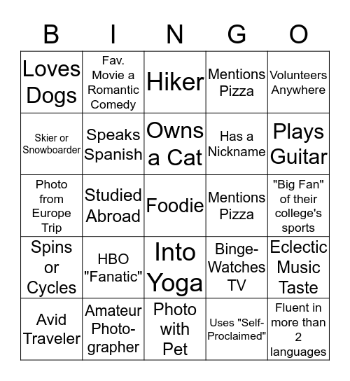Horizon New Hire Bingo Card