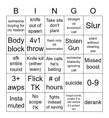If I get Bingo I TK ale Bingo Card
