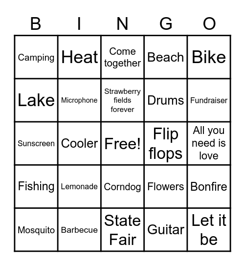 Summer + British Mania Bingo! Bingo Card