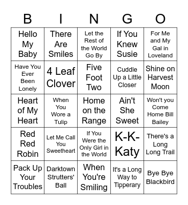 Music Bingo Card
