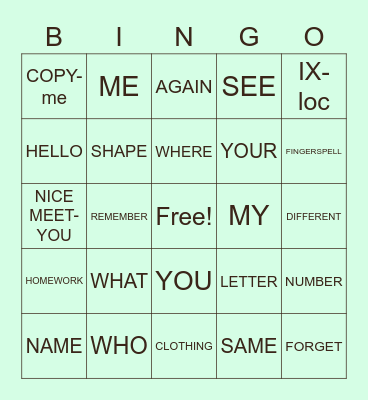 And Bingo was his name-o Bingo Card