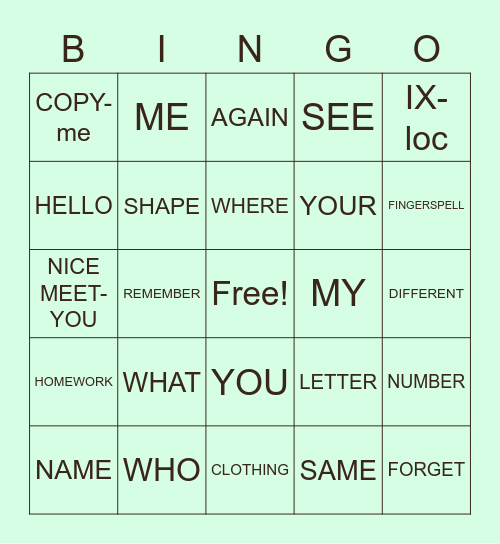 And Bingo was his name-o Bingo Card