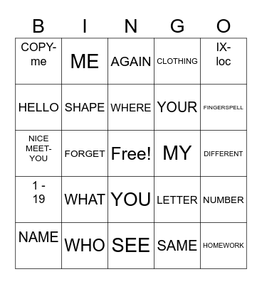 Untitled Bingo Card