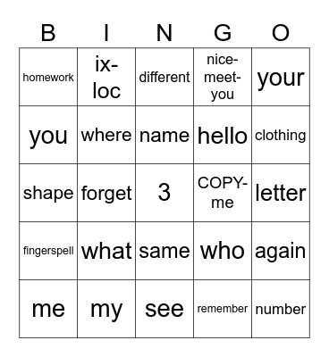 Untitled Bingo Card