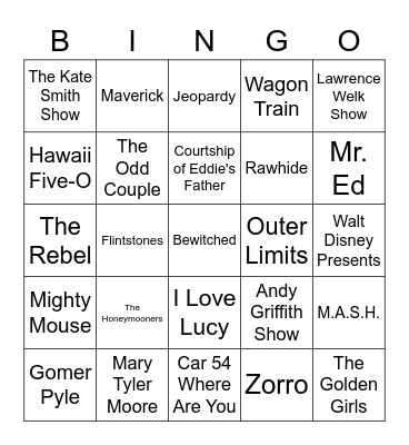 MUSIC BINGO #8 - TV Themes Bingo Card