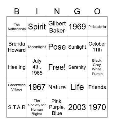 Pride Month Trivia Bingo! Bingo Card