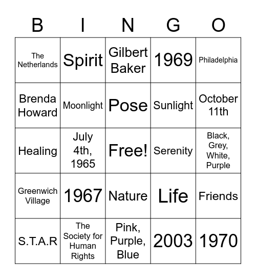 Pride Month Trivia Bingo! Bingo Card