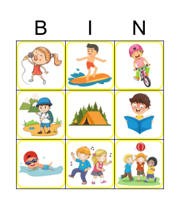 SUMMER ACTIVITIES Bingo Card