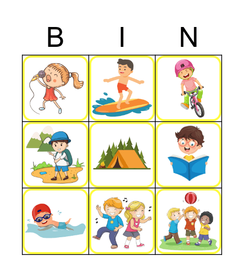 SUMMER ACTIVITIES Bingo Card