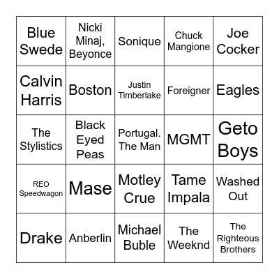 Game 1 Bingo Card