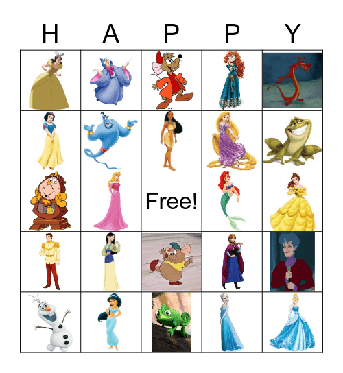 Disney Princess Bingo Card