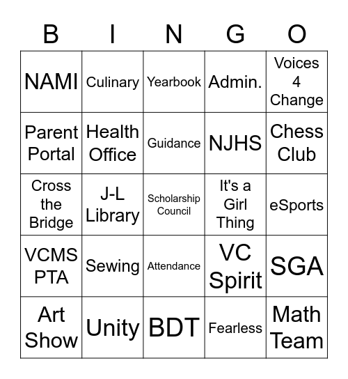 NIGHT of SPECIALS / OPEN HOUSE Bingo Card