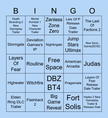 My Summer Game Fest 2023 Hopes And Dreams Bingo Card