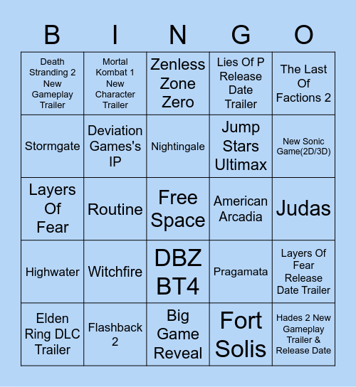 My Summer Game Fest 2023 Hopes And Dreams Bingo Card