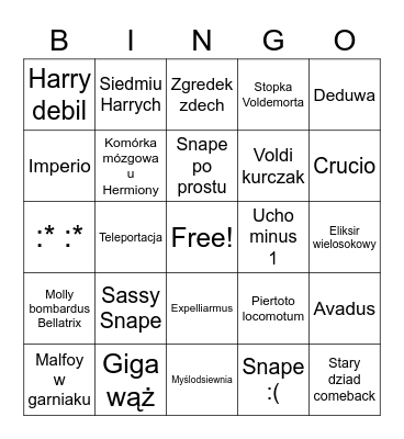 Harry Potter 7&8 bingo Card