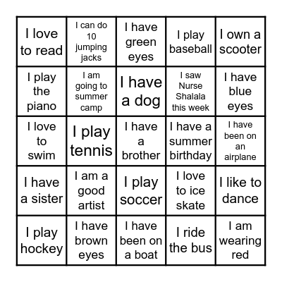 Mrs Bohlin's Bingo Buddies Bingo Card