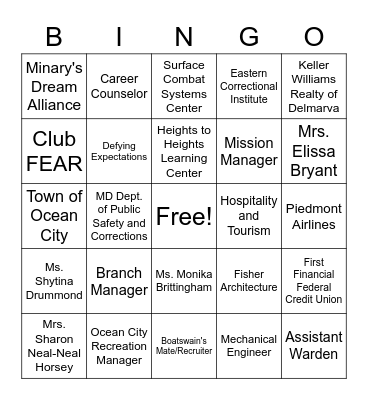 Futures Fair Bingo Card