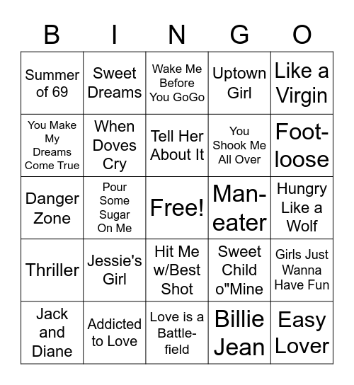 Summer 2023  The 80s Bingo Card