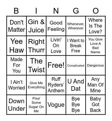 51 - MUSIC Bingo Card