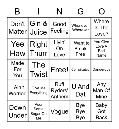 51 - MUSIC Bingo Card