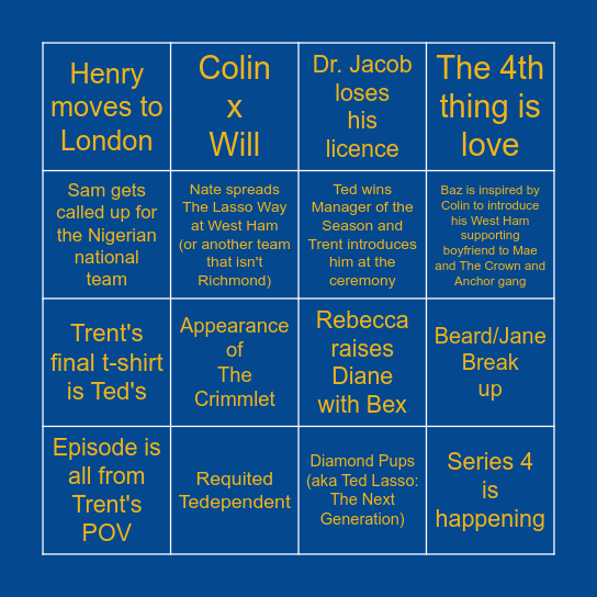 Ted Lasso Finale - Ideal Bingo Card