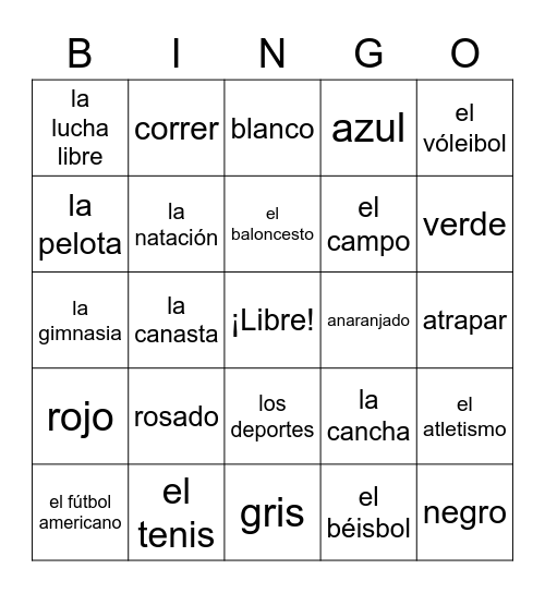 Los Deportes Bingo Card