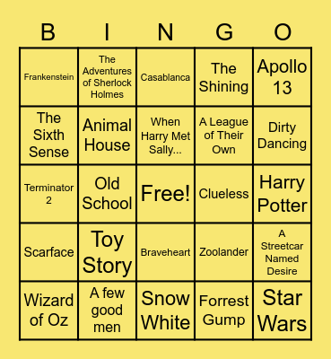 FAMOUS MOVIE QUOTES Bingo Card