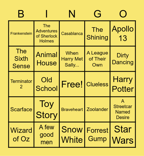 FAMOUS MOVIE QUOTES Bingo Card